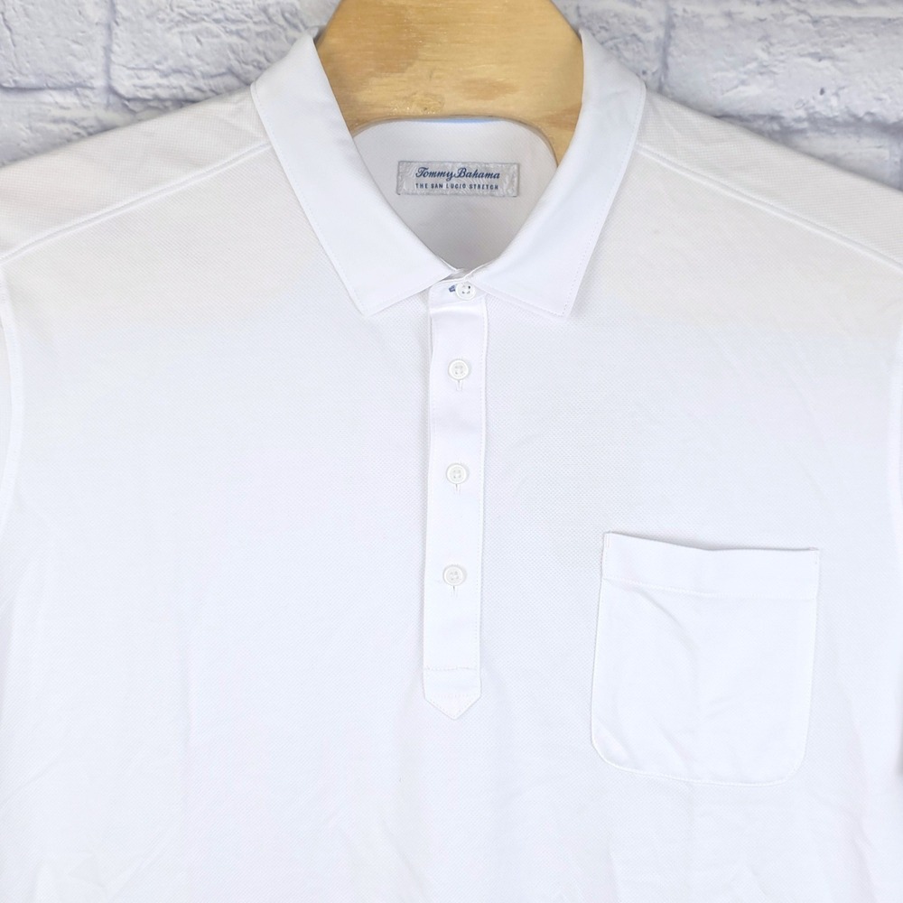Tommy Bahama Men Golf Polo Shirt White San Lucio Stretch Short Sleeve Size 2XL